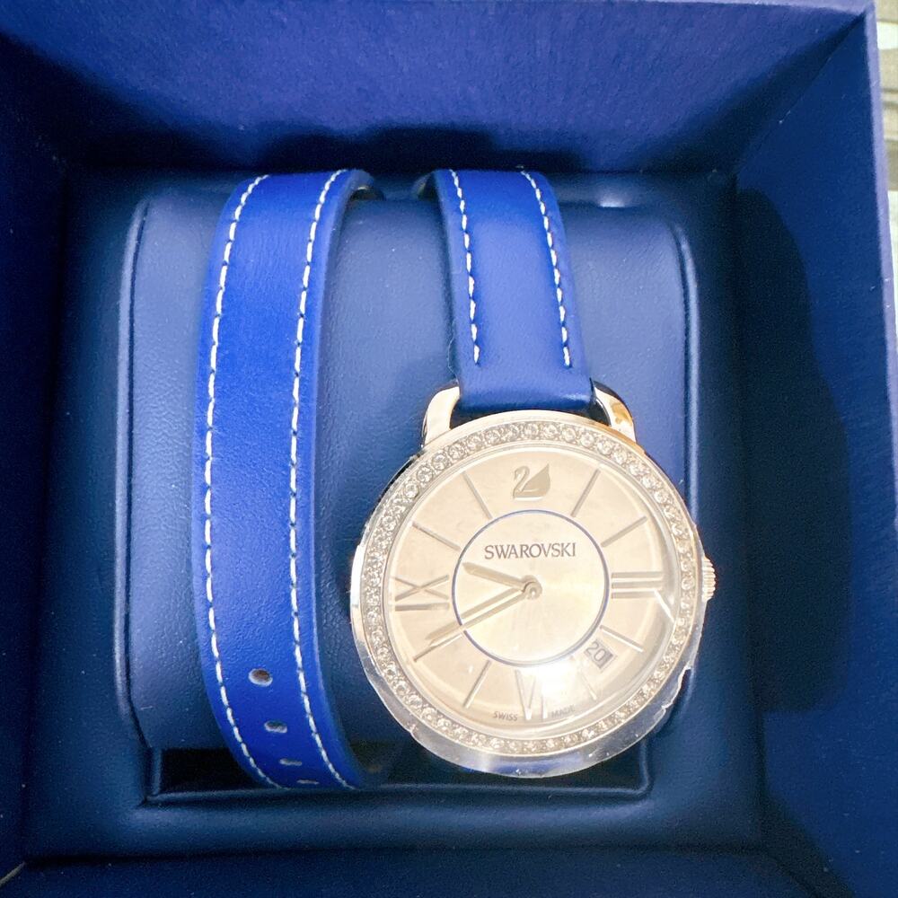 Swarovski 5095944 Aila Day Double Tour Blue Crystal Ladies Watch w/Box